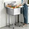 VEVOR Lavello per Preparazione Cucina Commerciale in Acciaio Inossidabile, Lavello Piccolo da Appoggio con Rubinetto, Lavello Commerciale a Vasca Singola Carico 104 kg, Lavello per Garage Ristorante