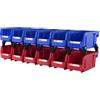 VEVOR Set di Scatole Impilabili Plastiche Portaoggetti da Muro Contenitore Impilabile 12 Pezzi Blu/Rosso da Officina Garage, Scatole Impilabili Cassette Portaoggetti in Plastica 12 Pezzi 276x139x128mm