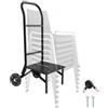 VEVOR Porta Sedie Pieghevole, Capacità di Carico 68 kg Carrello per Sedie Resistente per Impilare 10 Sedie, Carrello Porta Sedie in Metallo Multifunzione, Ruote in Gomma, Supporto per Sedia a Spinta