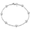 Amberta Bracciale da Donna in Argento Sterling 925 Lunghezza 19 cm: Maglia Singapore con Perline 1.4/4 mm