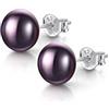 Amberta Orecchini a Lobo da Donna in Argento Sterling 925 con Perle D'Acqua Dolce: Perla Nera 7-8 mm