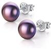 Amberta Orecchini a Lobo da Donna in Argento Sterling 925 con Perle D'Acqua Dolce: Perla Nera 6-7 mm