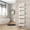 Heilmetz Scaldasalviette elettrico bagno a tubo piatto 1385 x 400 mm，Radiatore portasciugamani monofacciale ，attacco laterale per portasciugamani ad acqua calda, Bianco