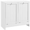 kleankin Mobile Portabiancheria con 2 Scomparti a Ribalta in Legno, 60x33x68cm, Bianco