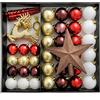 WeRChristmas Palline infrangibili per albero di Natale, 50 pezzi, colore: rosso/bianco/oro/cioccolato/bacca