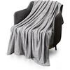 KEPLIN Coperta in flanella grande, 130 x 150 cm, in microfibra, morbida, calda e leggera, per copripiumino, trapunta, perfetta per regali per adulti o bambini (grigio argento, singolo)