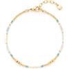 JEWELS BY LEONARDO Bracciale Lilly - Bracciale in acciaio inox dorato - Delicate tonalità di bianco e turchese - Perle di imitazione naturali - 18-21 cm di lunghezza - Gioielli regalo per donne -