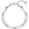 JEWELS BY LEONARDO Bracciale Randy - Bracciale in acciaio inox color argento - Perle in colori pastello - 19-22 cm di lunghezza - Gioielli regalo per donne - 024798, Eine Grösse, Acciaio inossidabile,