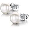 Amberta Orecchini a Lobo da Donna in Argento Sterling 925 con Perle D'Acqua Dolce: Perla Bianca 6-7 mm
