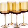 Navaris Bicchieri Vino Set da 4-4x Calici Vino Rosso Bianco - Calice Quadrato con Fondo Piatto - Bicchieri Vetro Color Ambra per Acqua Aperitivo Birra Dolce