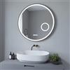 AQUABATOS® Specchio da bagno con illuminazione, rotondo, nero opaco, 80 cm, LED per il trucco, specchio da parete, specchio da bagno, specchio luminoso, dimmerabile, interruttore da parete, bianco