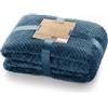 DecoKing Henry, Morbida Coperta in Microfibra/Pile, Coperta da Giorno, da Salotto, in Stile scandinavo, Poliestere, Blu Scuro, 70 x 150 cm