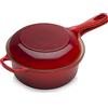 Le Creuset Casseruola multifunzione 2-in-1 Evolution in ghisa vetrificata, diametro 22 cm, 2.3 L, Ciliegia, 25044220602460