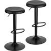 Baroni Home Sgabello Girevole Senza Schienale, Altezza Regolabile, in PP Seat e in Acciaio, Per Sala da Pranzo, Cucina, Bar, Leggero e Montaggio Facile, 39x36x55-76 cm, Nero, 2 Pezzi