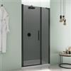 DEGHI Box doccia nicchia 125 cm battente 80 cm e lato fisso con vetro temperato fumé e profilo nero 195h - Nilo