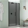 DEGHI Box doccia nicchia 115 cm battente 80 cm e lato fisso con vetro temperato fumé e profilo nero 195h - Nilo