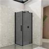 DEGHI Box doccia 70x70 cm battente 70 cm con vetro temperato fumé e profilo nero 195h - Nilo