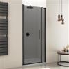 DEGHI Box doccia nicchia 95 cm battente 80 cm e lato fisso con vetro temperato fumé e profilo nero 195h - Nilo