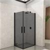DEGHI Box doccia 100x70 cm doppio battente con vetro temperato fumé e profilo nero 195h - Nilo