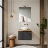DEGHI Mobile bagno sospeso 60 cm antracite cannettato con top rovere gold e specchio - Konai