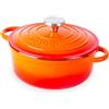 nuovva Casseruola in Ghisa Smaltata, Pentola Olandese Antiaderente con Coperchio, Induzione/Gas/Forno, Cottura Omogenea - 2.1 Liter 20cm Arancione - da Nuovva