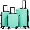 R.Leone Valigia da 1 Fino a Set 4 Trolley Rigido grande, medio, bagaglio a mano e bagaglio EasyJet 4 ruote in ABS 9001 (Verde Acqua, Set 3 Pezzi S M L)