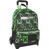 Franco Cosimo Panini MINECRAFT - Zaino Scuola Con Trolley Staccabile e Regolabile in Altezza, con Manico e Spallacci a Scomparsa, Ampio Vano e Tasca Frontale a Zip - Zainetto Bambino Verde, 32x52hx23
