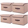 NCRGB Scatole Portaoggetti in Tessuto,Scatole Portaoggetti Scatole per Armadio con Coperchio Set,Pieghevole,Contenitore per Armadio,Vestiti,Armadi (36×23×24cm/4pack, Beige Giallo)