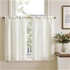 TOPICK Tendine per finestre da bistrò, effetto lino, tenda per finestre, tenda semitrasparente, per cucina, soggiorno, casa di campagna, set da 2 pezzi, 63 x 90 cm, bianco