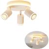 LVWIT Faretti Orientabili da Soffitto 3 Luce Moderna, Faretti da Parete Interno GU10 Bianco-Circolare, Faretti LED Soffitto per Barra Cameretta Cucina, Acrilico e Alluminio (Senza Lampadina)