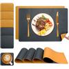 YIHELU® Tovagliette Americane lavabilie Sottobicchieri Set di 6, Tovagliette Colazione Plastica Facile Pulire Bifacciale Antiscivolo Impermeabile (Blu/Giallo, Set di 6)