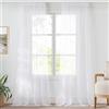 PONY DANCE Tende Bianche Trasparenti Camera da Letto per Interni 2 Pezzi 140x260 cm Tende Soggiorno con Fettuccia Metodi di Sospensione Multipli Voile Curtains per Salotto