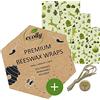 ecolly Involucri di cera d'api - Set di 3 (S, M, L), Salviette di cera d'api, Carta di cera d'api, Premium Beeswax Wraps, Plastica libera e riutilizzabile, senza olio di jojoba - Xmas