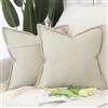 Madizz 2 Pezzi Poliestere Lino Copricuscini con bordo largo Morbido Decorativo Fodere per Cuscino Lusso Stile per Divano Camera da Letto 40x40 cm Taupe chiaro