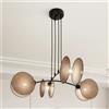 Lampadario a Sospensione MOTIF 4 in Acciaio e Tessuto 4xE14