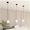 Lampadario a Sospensione in Acciaio ROYAL 1 Nero/Bianco e Oro E14