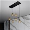 Lampadario a Sospensione in Acciaio e Vetro COSMO 6 Nero 6xE14