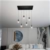 Lampadario a Sospensione in Acciaio e Vetro COSMO 6 Nero 6xE14