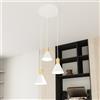 Lampada a sospensione in acciaio ROSA 3 nero/bianco e oro 3xE14