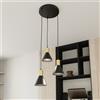 Lampada a sospensione in acciaio ROSA 3 nero/bianco e oro 3xE14