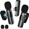 BYbrutek Microfono Lavalier wireless 3 in 1 aggiornato - per iPhone/Android/PC - Mini microfono per registrazione video/podcast, Microfono con clip per collare regolabile e adattatore (K3)