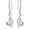 Qings Orecchini Infinito Pietre Portafortuna Donna - Qings Argento Sterling 925 Aprile Moissanite Birthstone Infinity Simbolo con Cuore Zirconi Pendente Festa della Mamma Regalo di Compleanno per Mamma