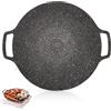 HERCHR 12in Coreano Bistecchiera Rotonda Antiaderente, Padella per barbecue per fornelli a gas, Padella per Barbecue Portatile, piastra per piano cottura con superfici piatte(Universale 30cm)
