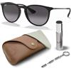 Ray-Ban RB4171 Erika | SET OCCHIALI DA SOLE | Custodia Esclusiva e Kit Occhiali | Matte Black/Grey Gradient