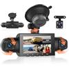 Rimoody 4 Canali Dashcam Auto 360°, 4 Telecamera HD 1080P Anteriore e Posteriore Sinistra Destra, 3 Pollici IPS 1080P Dash Cam con Visione Notturna IR/Loop video/24H Parcheggio Monitor/G-Sensore