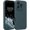 kwmobile Cover per iPhone 16 PRO Custodia - Back Case per Smartphone in Silicone TPU - Protezione Gommata - Ardesia Scuro