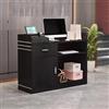 Generic Scrivania per reception con cassetti chiudibili, bancone per negozi, mobili da ufficio con 1 vassoio per tastiera, 1 cassetto e 1 armadio, 80 x 42 x 92 cm (larghezza x profondità x altezza) (nero)