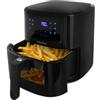 KASANOVA Friggitrice ad aria display digitale 12 programmi, capacità 5 L con finestra trasparente, cottura leggera senza olio e fumo, 1500 W (Nero)