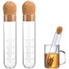 WEIWUXIAN 2 Pezzo Colino da Tè in Vetro, Infusore per il Tè con Sughero, Filtro per il tè Sfuso, Tubi di Vetro Infusore Per Tè, per Teiere, Tazze, Bicchieri, Filtro Tisana Infusione, 15.5 x 3 cm