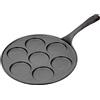 Warmiehomy Padella per pancake in ghisa con 7 fori, antiaderente, manico lungo, per pancake, crêpe, uova, 23 cm